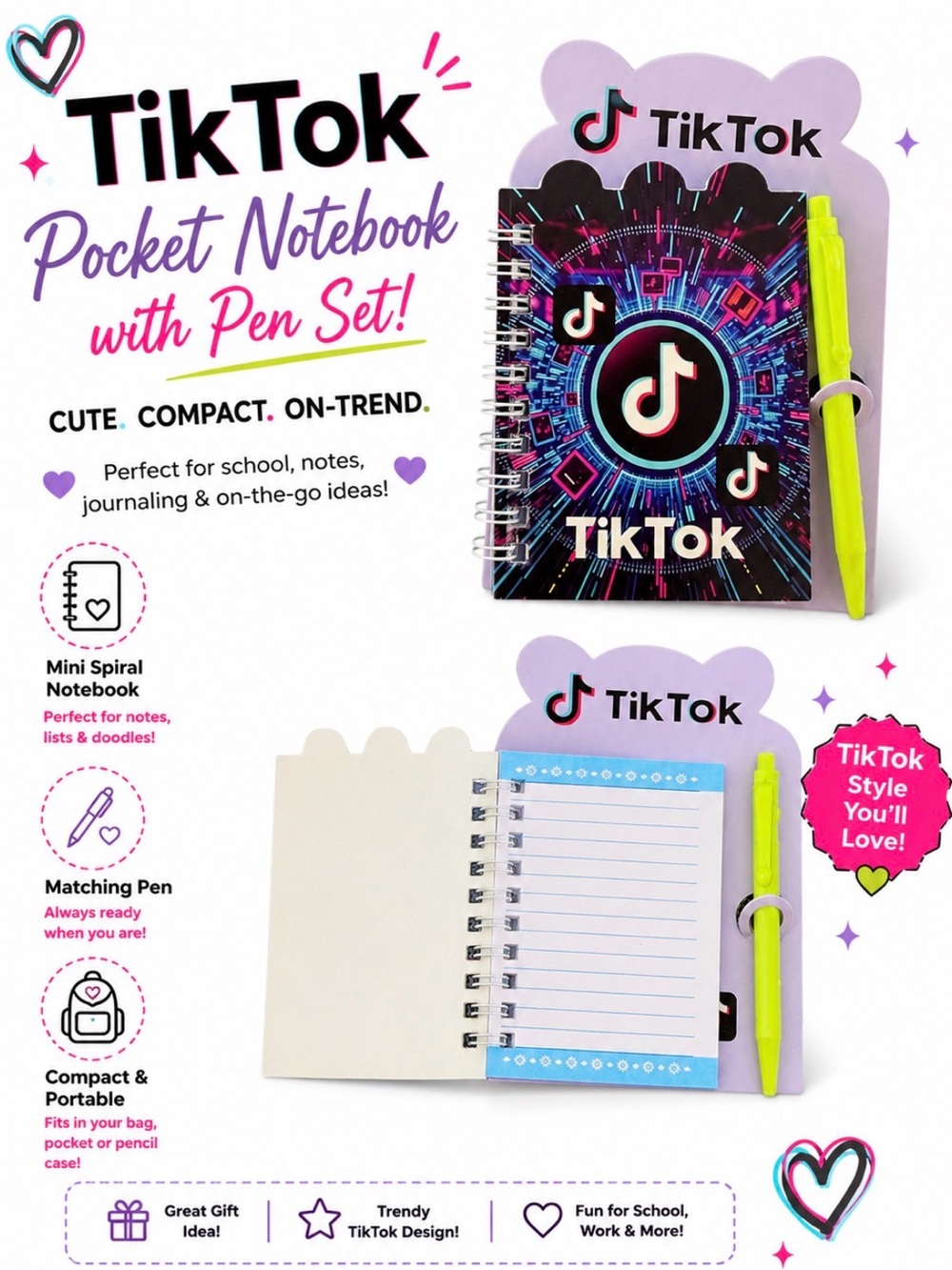 VIRAL TIK TOK POCKETSIZE MINI NOTEBOOK WITH PEN
